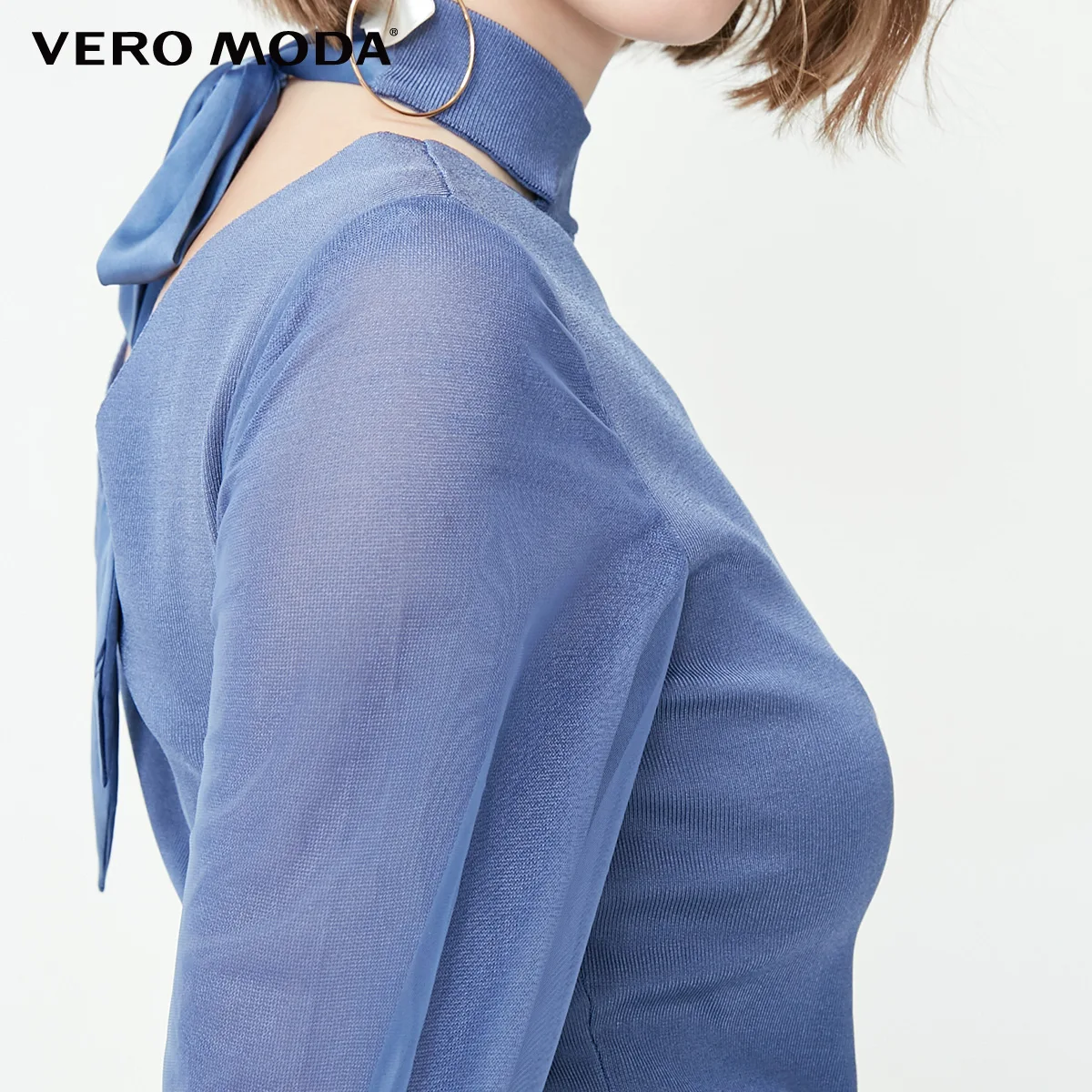 Vero Moda женский гаузи воздушный шар рукава сзади шеи лента вязаный Топ | 319124527