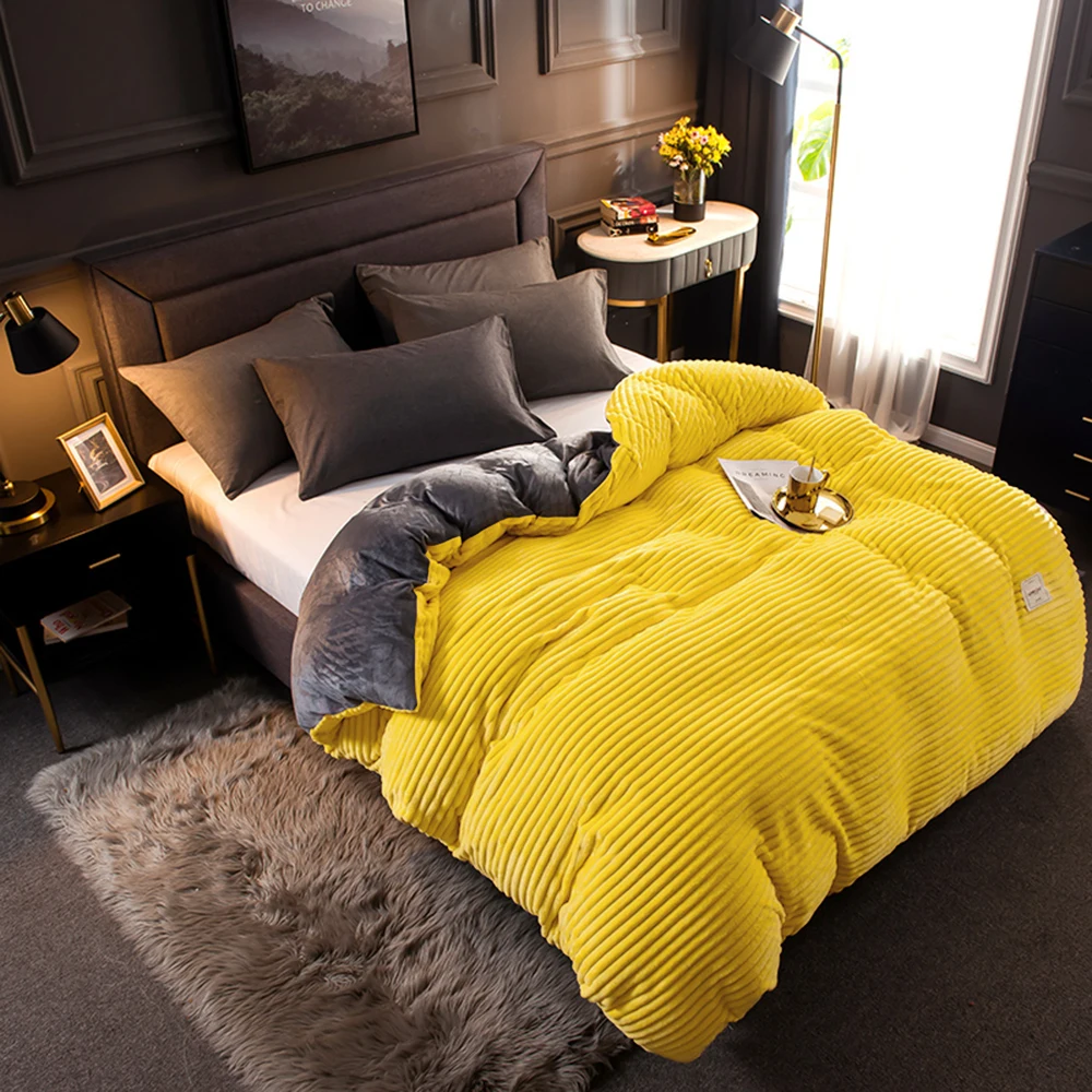 Новинка 4 шт. Одноцветный плотный фланелевый теплый комплект постельного белья