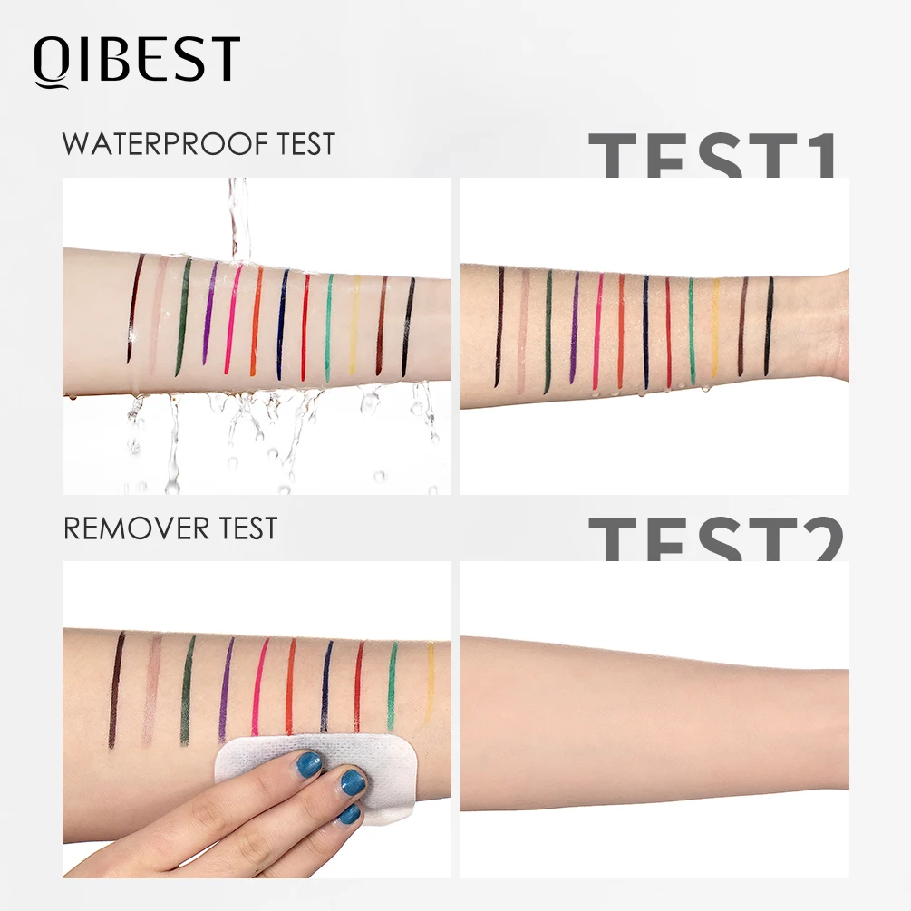

QIBEST Liquid Eyeliner Pencil Super Waterproof Double-Headed Stamps 12 Colors Cat Eyes Eye liner Eye maquiagem Cosmetic Makeup