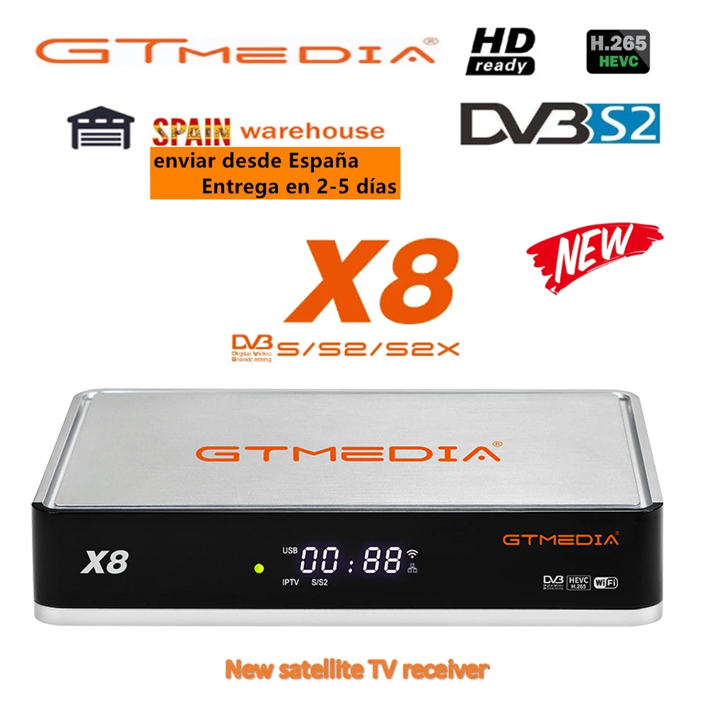 Оригинальный спутниковый ТВ-приемник GTmedia X8 h.265 DVB-S/S2/S2X поддержка Европы страны ACM