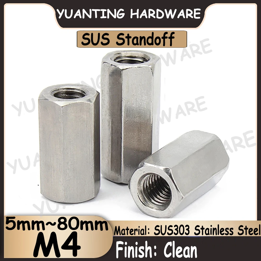 

3Pcs~10Pcs M4x5mm~80mm Female to Female SUS303 Stainless Steel Standoff Spacer Hexagon Stud Hollow Pillars Isolation Column