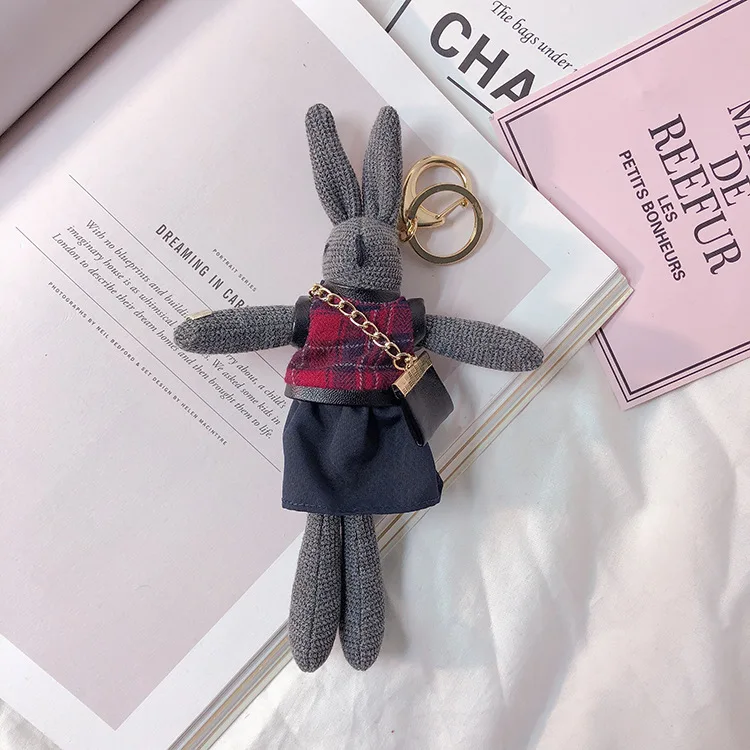 

Hot Style Korean Cloth Rabbit Keychain Fashion Backpack Doll Doll Key Chain Cute Bag Pendant Keyring Accessories Gift Woman