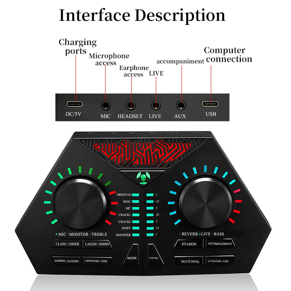 

Max730 USB Microphone Singing Live Broadcast Computer Cable External Audio Sound Card Headset Mobile Phone