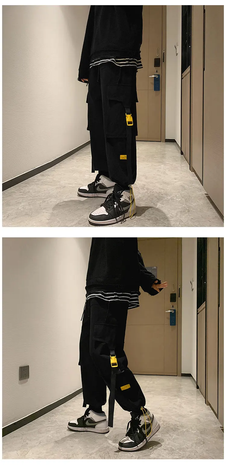 

gang feng Ins Bib Overall Men Korean Fashion Brand Loose-Fit Tappered Trousers Spring and Autumn New Style Stylish