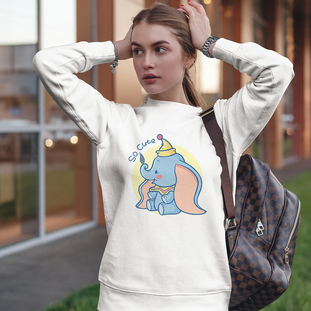 

Disney So Cute Dumbo Cartoon Hoodies High Quality Women Casual Jogging Sweatshirt Loose Oversize Sportsuit Sudadera Mujer