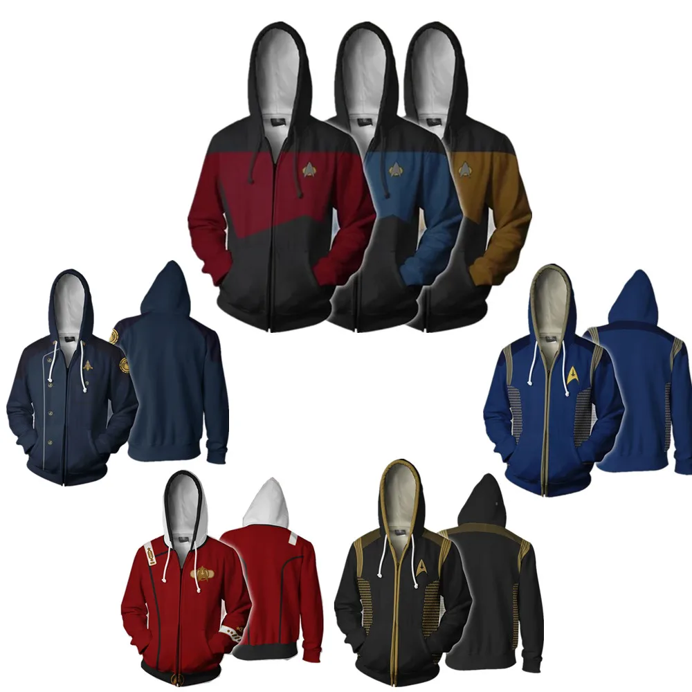 3D Принт толстовки Звездный путь косплей мужские женские топы с капюшоном крутые