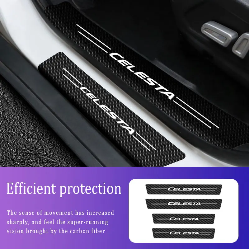 

4PCS Car Styling Carbon Fiber Car Door Sill Protector Decor Stickers Decals For Hyundai Celesta 2008 2010-2018 2020 Model