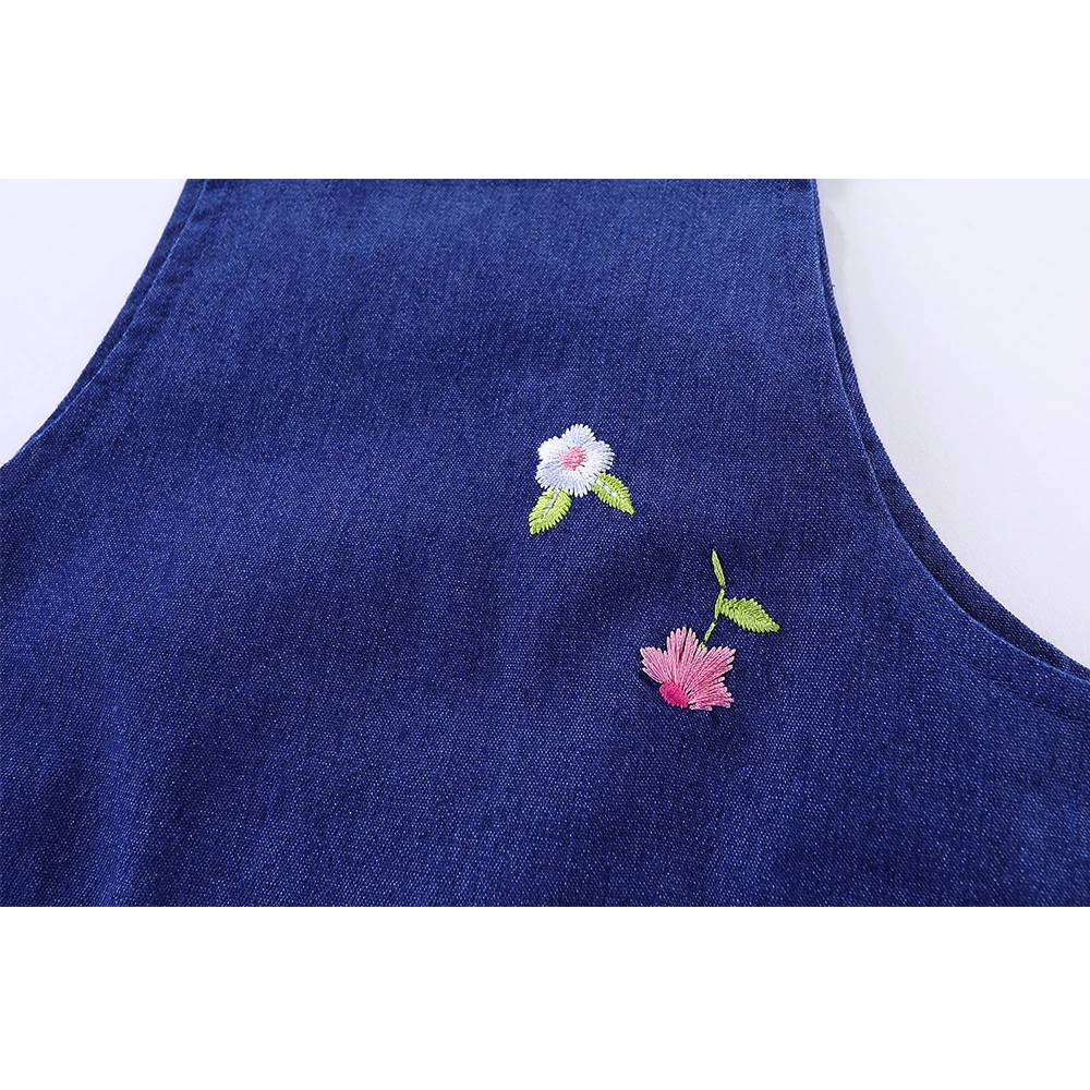 

Mudkingdom Autumn Baby Girls Sling Dresses Flower Mouse Pattern Girls Denim Dresses Kids Dresses For Girls