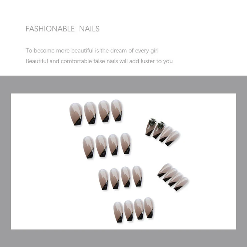 

24pcs Ballet Diamonds Wear Long Paragraph Fashion Manicure Patch False Nails Save Time Wearable Nail Patch BUTT666