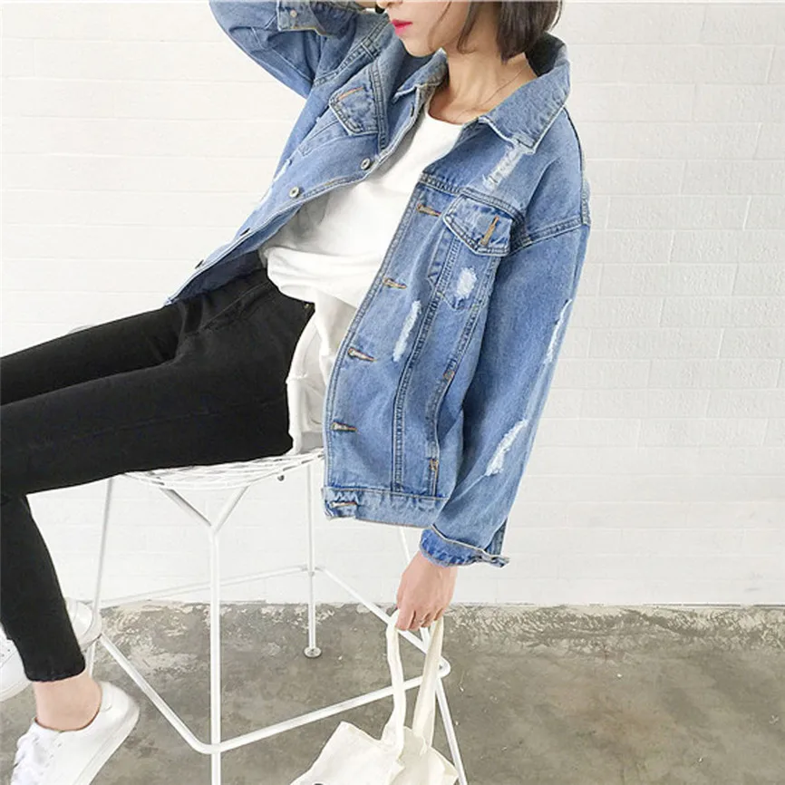 Женская джинсовая куртка размера плюс Осенняя зимняя теплая винтажная модная