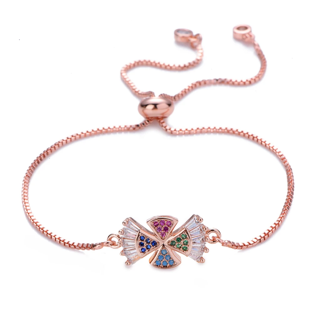 Женский браслет с четырьмя листьями клевера регулируемый браслет-цепочка