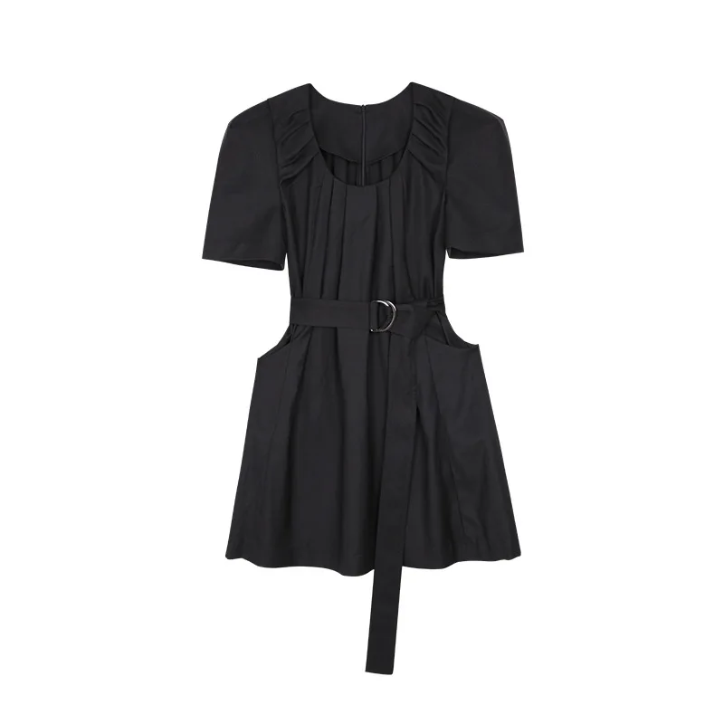 

Dresses Woman Summer 2021 Mini Dress Solid A-Line Green Black Casual Vintage Female Robes Vestidos Harajuku Korean Lady Clothes