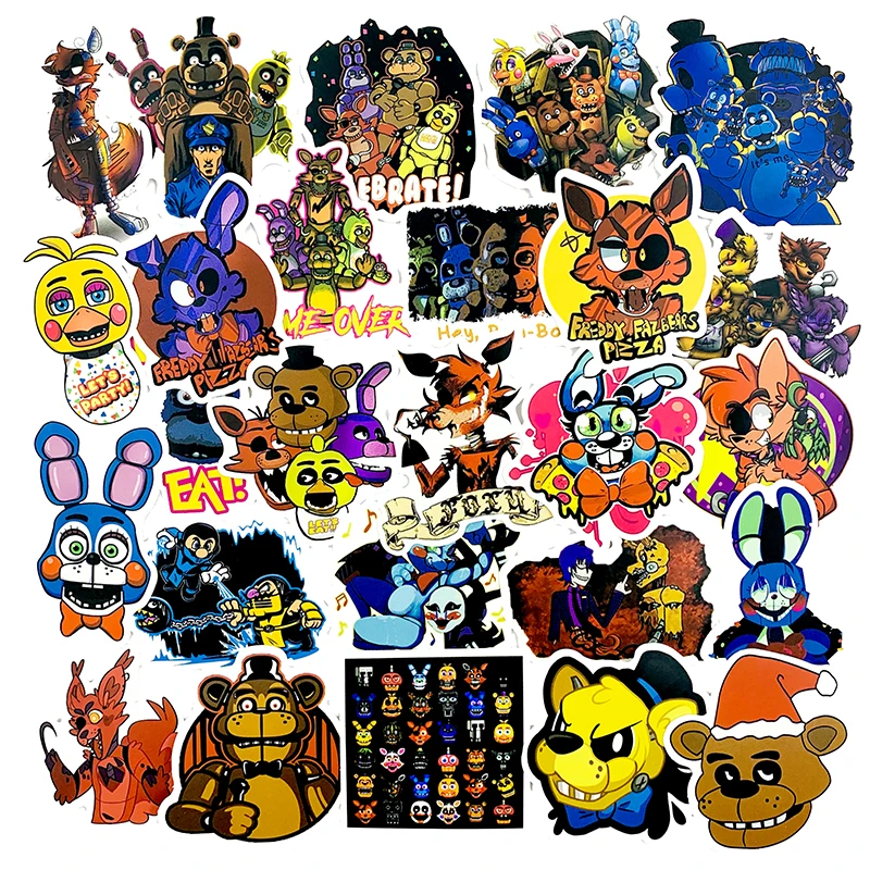 50 шт./лот аниме пять ночей у Фредди наклейки для ноутбука скейтборда Мультяшные