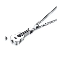 guitar pendant necklace for men stainless steel ashes memorial unisex jewelry
