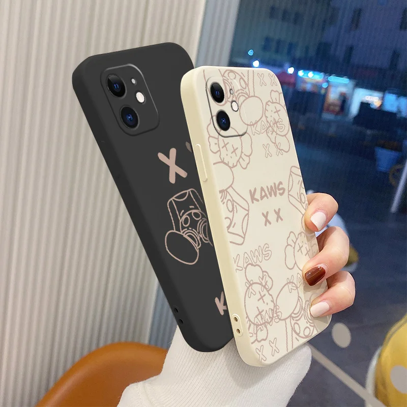 

Headless Bear Square Silicone Case For iPhone 12 13 Pro Max Mini 11 Pro Max X XR XS MAX 8 7 6 6S Plus Soft Phone Cover Case