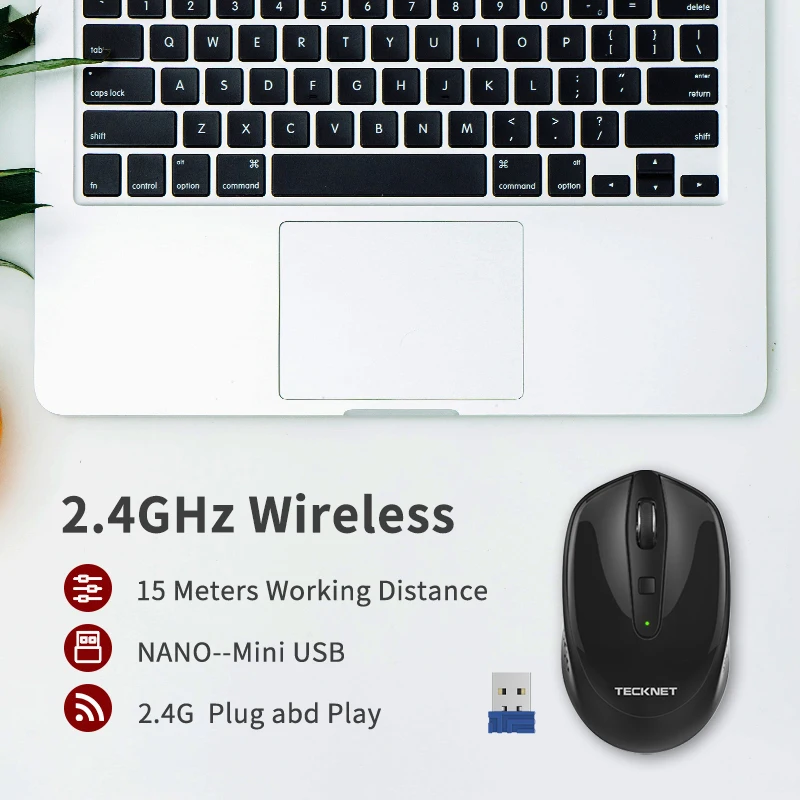 TeckNet компьютерные мини мыши USB беспроводная мышь 2,4 ГГц 1600 dpi беспроводная мышь 4 кнопки оптическая эргономичная мышь для ноутбука