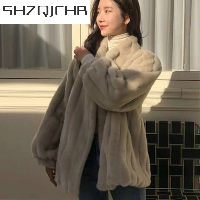 

JCHB 2021 Wome's Jacket Winter Coat Women Jackets for Woman Kpop Lamb Wool Clothing Faux Fur Plush Coats Female Mujer Chaqueta