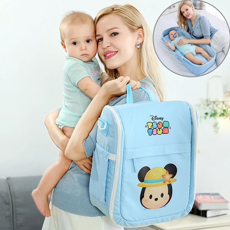 Disney Tsum Tsum Baby Diaper Bag Fashion Multifunctional Dual Purpose Bed Package Nappy Bag Travel High Capacity Stroller Bag