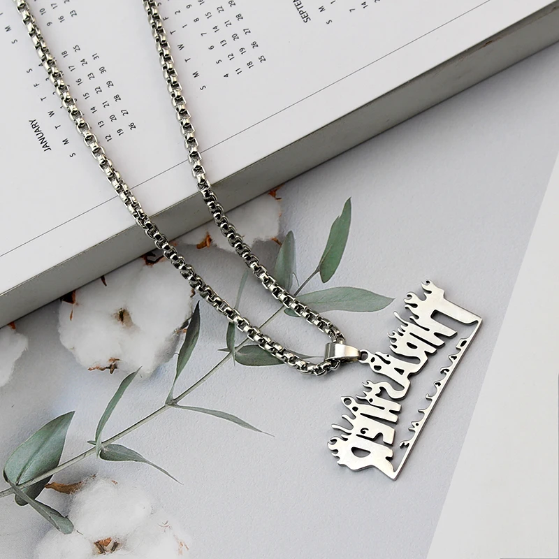 Ожерелье из нержавеющей стали в стиле хип-хоп с надписью Thrasher | Украшения и