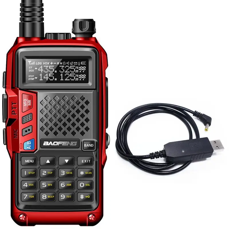 red cable BAOFENG BF-UVB3 PLUS 8 Вт 8 Вт Высокая мощность UHF/VHF Двухдиапазонный 10 км длинный диапазон портативный ham Walkie Talkie несколько режимов зарядки - Цвет: red cable