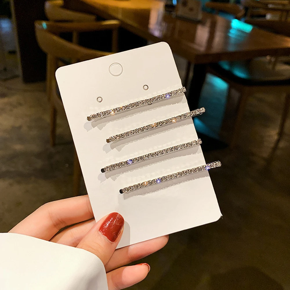 4 шт. блестящие украшения с камнями и стразами заколки для волос металлические