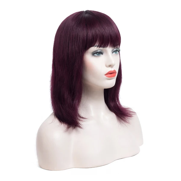 Перуанские волосы короткий Боб человеческие волосы парики Омбре цвет парик шнурка прямой фронтальный парик шнурка для черных женщин волосы remy - Цвет волос: # 99J