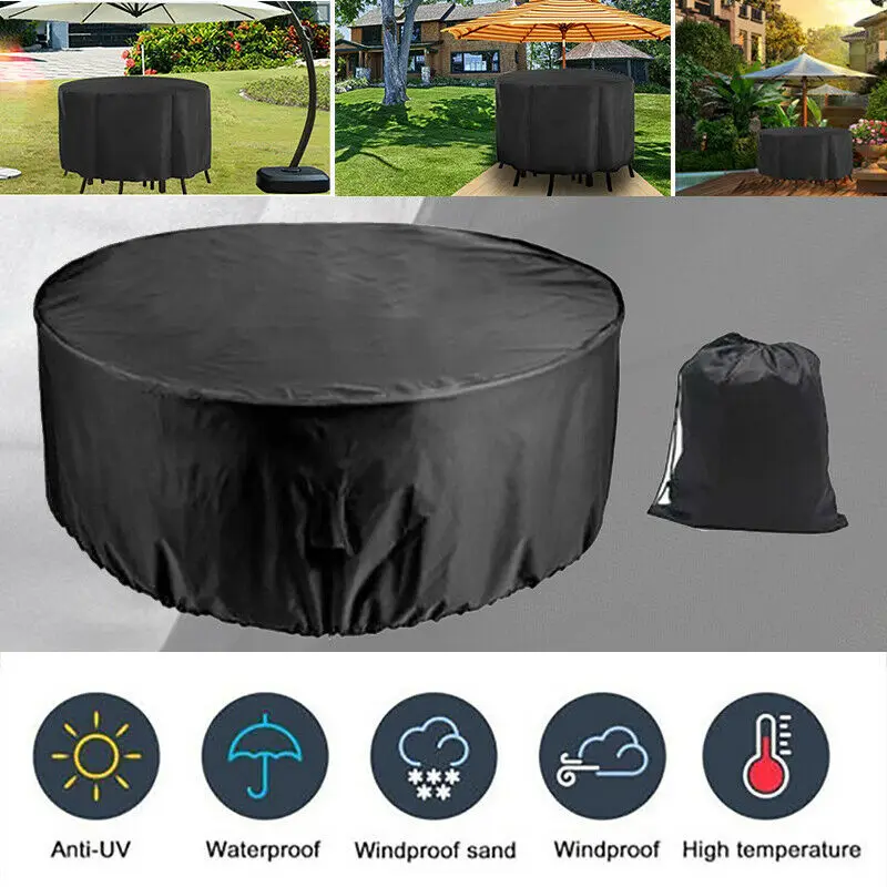 

110*230cm Round Furniture Cover for Garden Patio Sofa Table Chair Sun Waterproof Outdoor