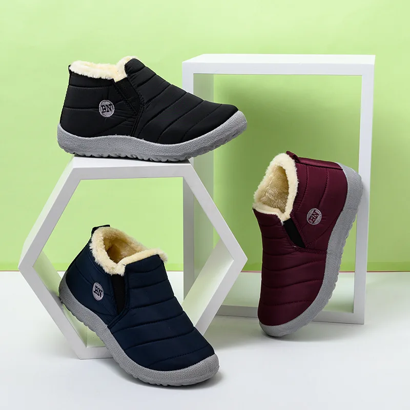 

Winter Women Snow Boots Plush Booties Waterproof Warm Shoes Flat Casual Shoes Ankle Boots For Men Big Size Couple Shoes RE