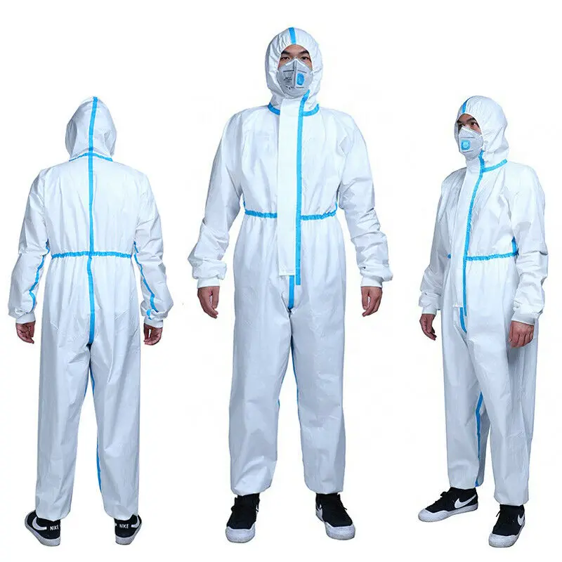 Белое платье комбинезон защита костюма Hazmat одноразовая Антивирусная одежда