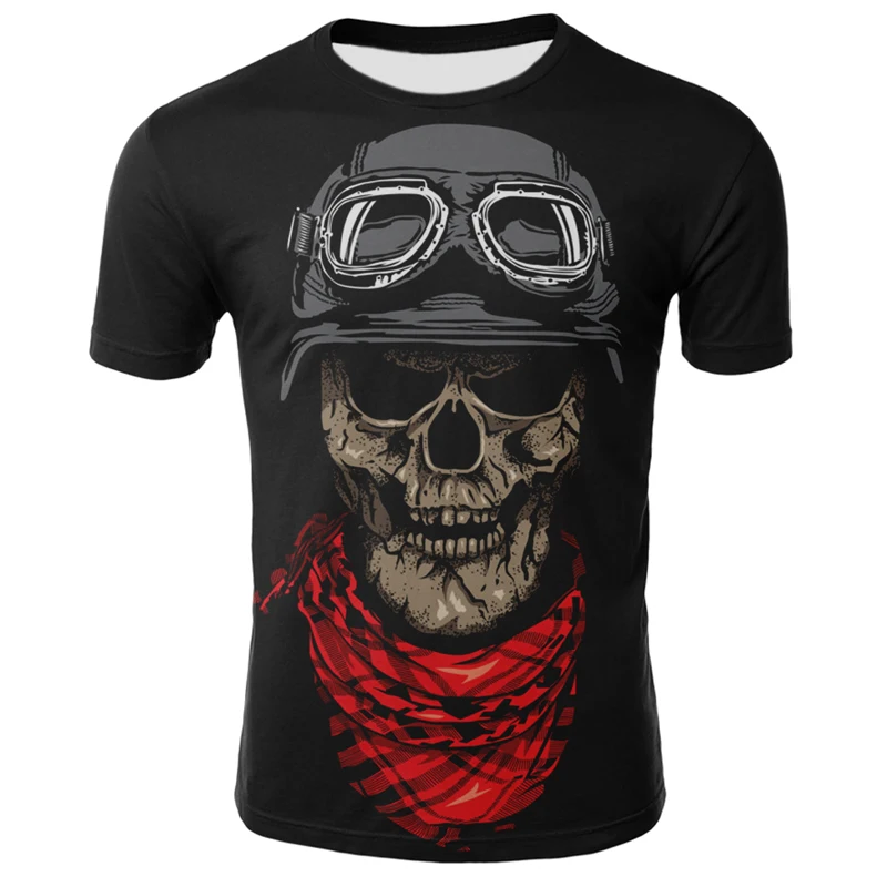 

Men's short sleeve shirt, skull print, casual and breathable summer T-shirt, full size, brand new, 2021