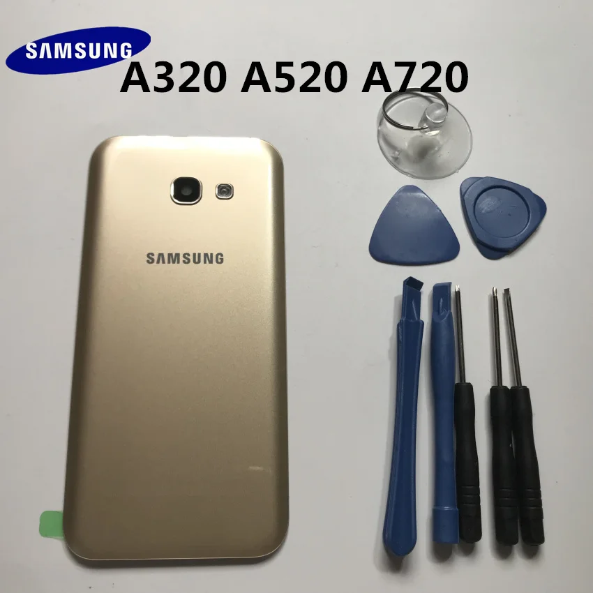 samsung Galaxy A3 A320 A5 A520 A7 A720 задняя панель Батарея стекло задняя дверь крышка предварительно клейкие наклейки+ Инструменты