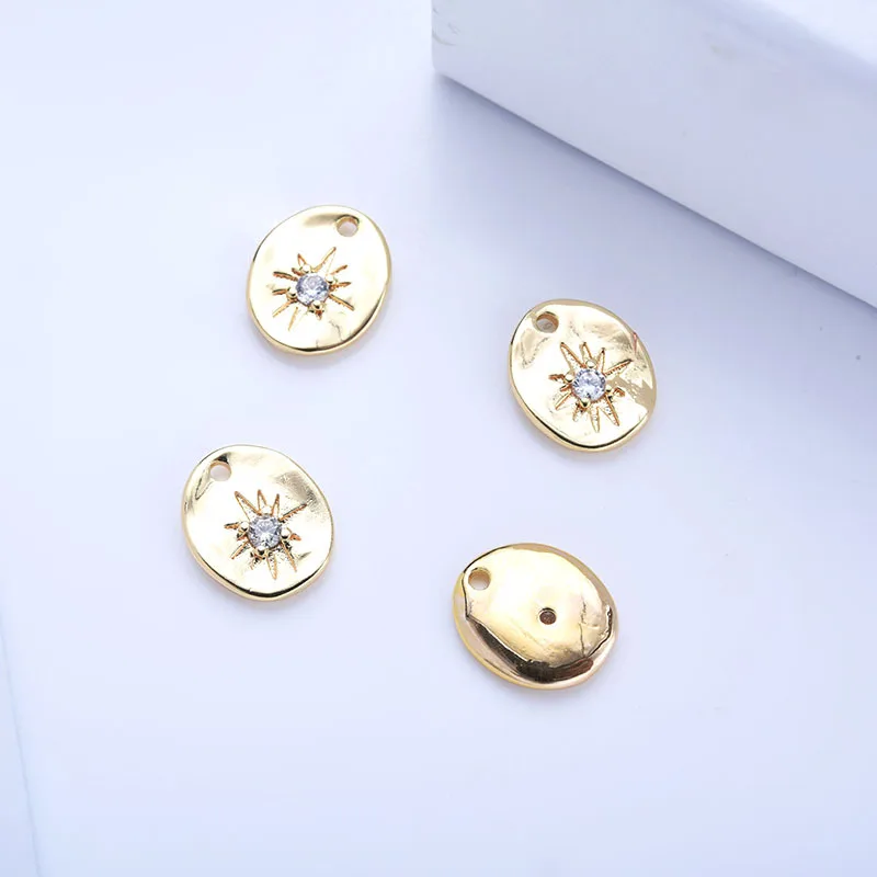 

Jewelry pendant accessories micro inlaid 18K real gold surface water drop stone pendant used for DIY, necklaces, earrings, acces