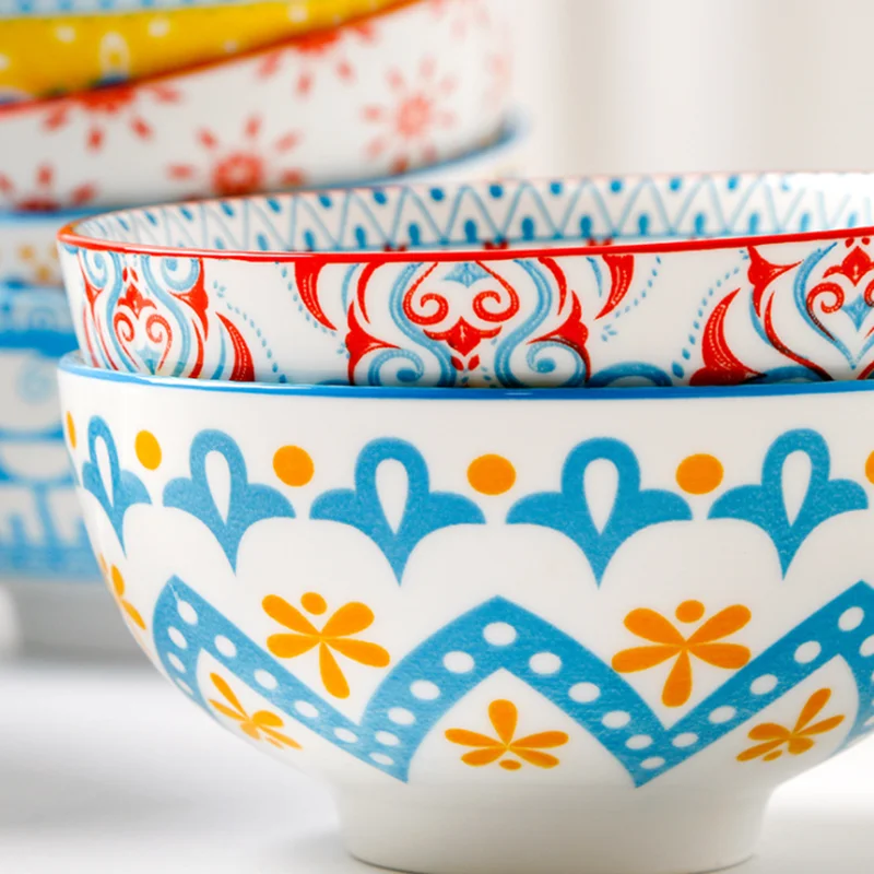 5 inch Rice Bowl European Style Ceramic Tableware Household Soup Porridge Hand-Painted Breakfast Microwave Available | Дом и сад