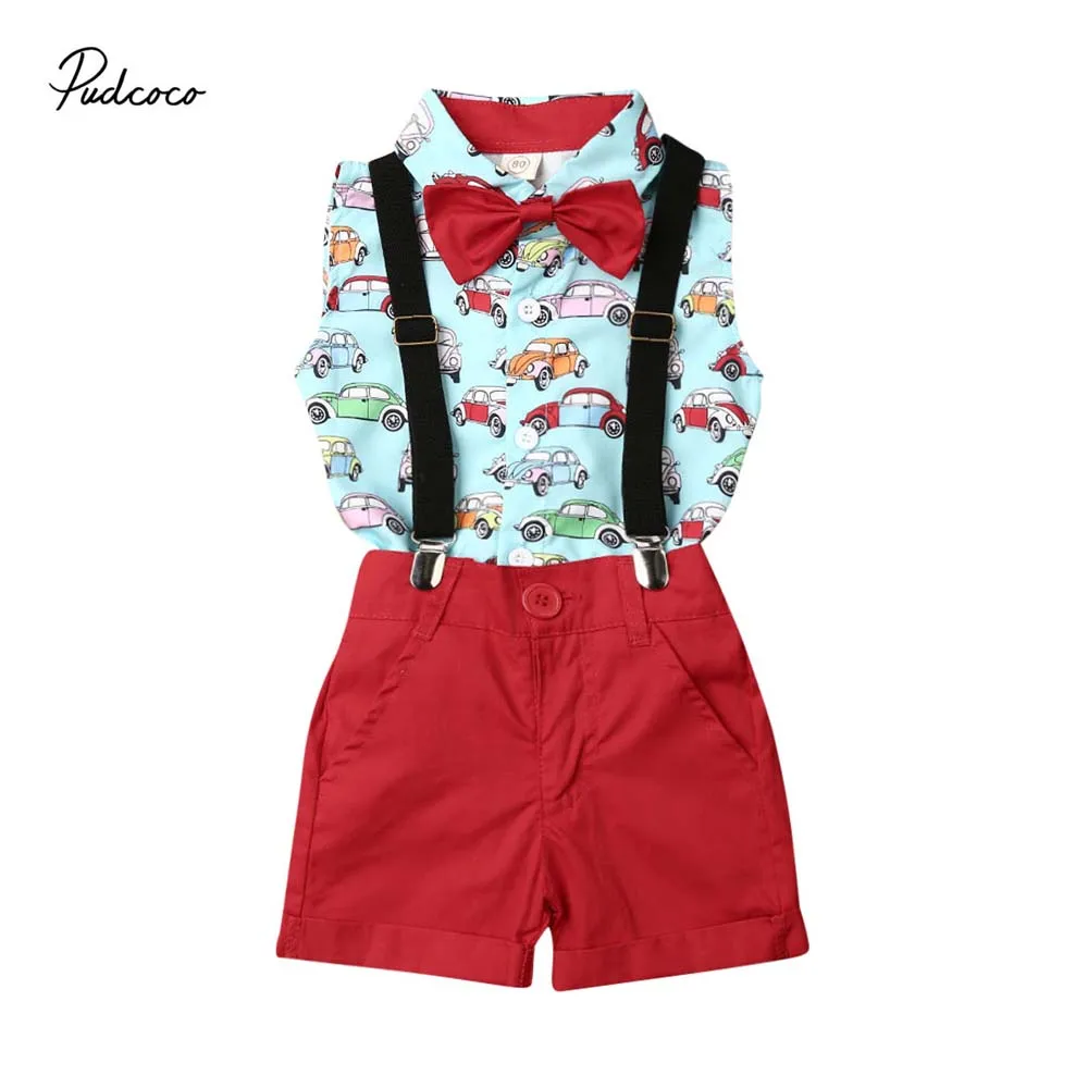 2019 Детская летняя одежда детский костюм для маленьких мальчиков рубашка