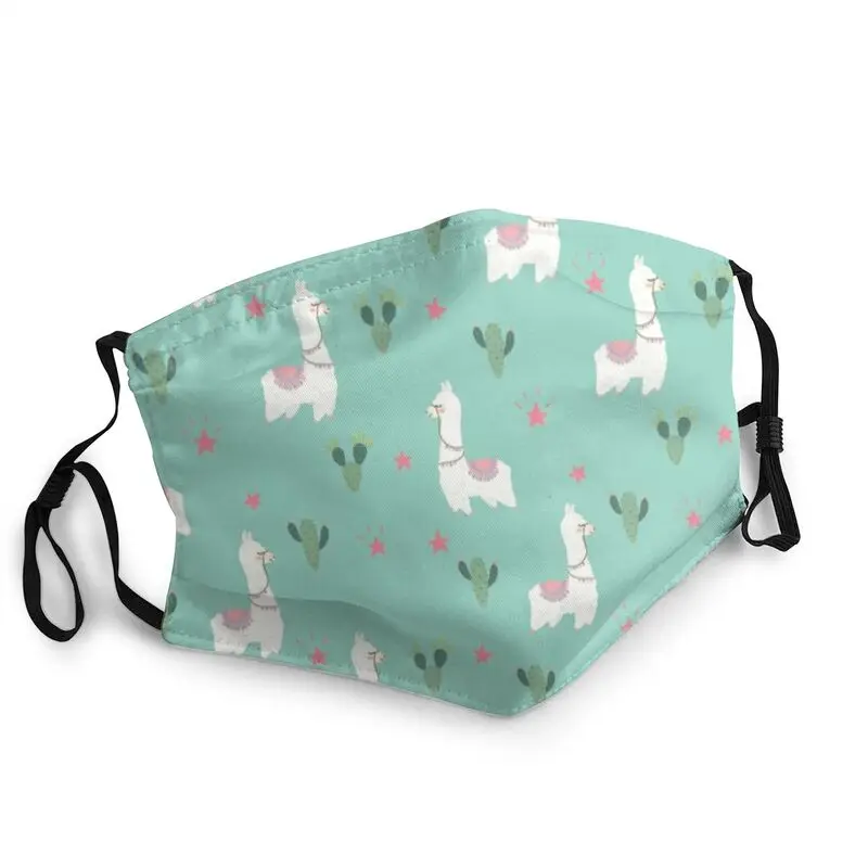 Симпатичные ламы рисунок Альпака маска для взрослых унисекс в виде против дымки