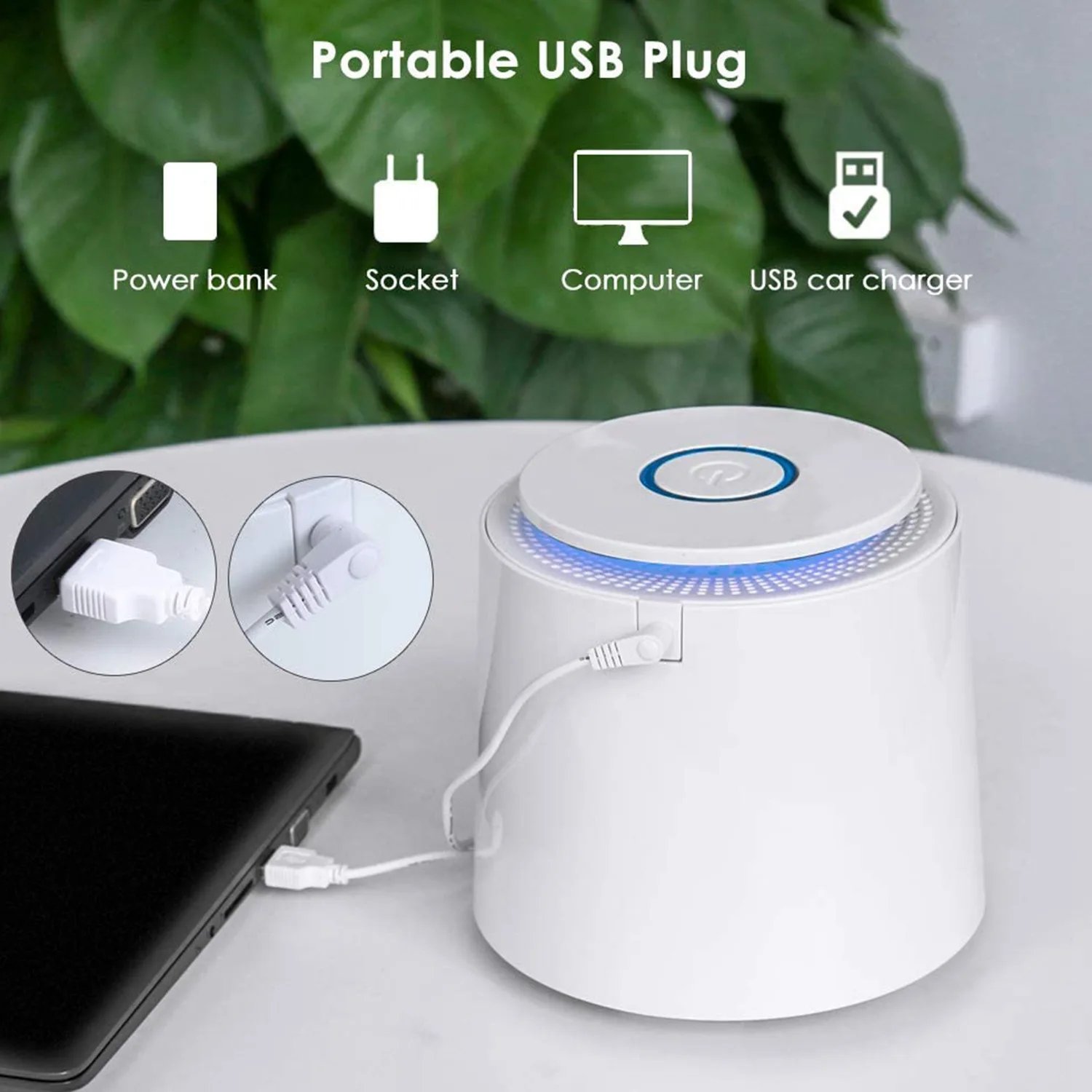 

Portable Air Purifier with True HEPA Filter, USB Powered Desktop Air Cleaner with Night Light