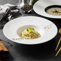 french food tableware creative stone pattern straw hat plate western food soup plate sashimi main meal pasta plate