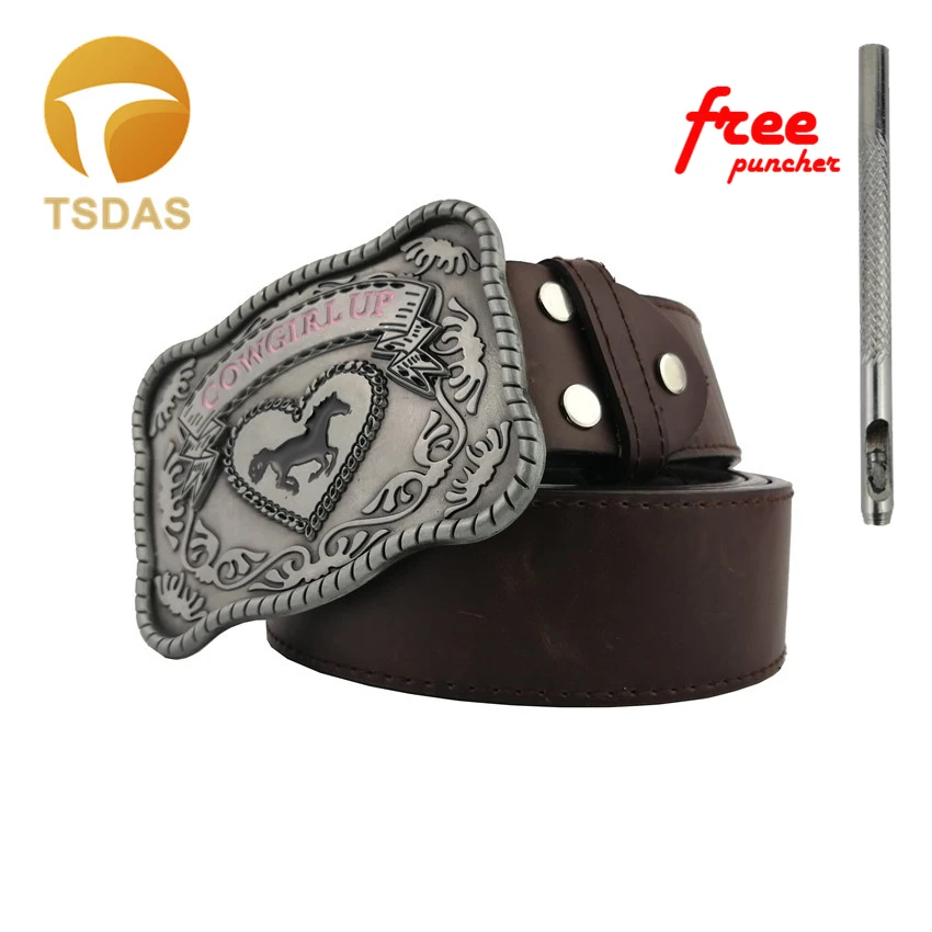 Пряжка для ремня ковбойская с серебристой отделкой металлическая пряжка лошадью