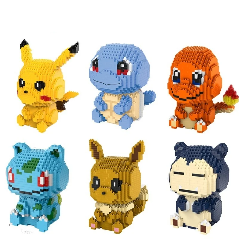 

Takara Tomy, Покемон, строительные блоки, игрушки, кирпичи, Пикачу, Eevee, храп, Сквиртл, искусственные аниме, фигурки героев, игрушки