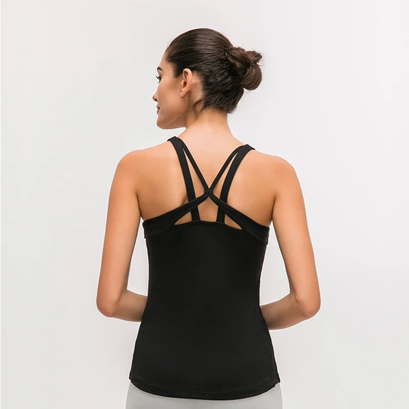 TWTOPSE майка с перекрестными лямками для спортзала йоги женские дышащие мягкие