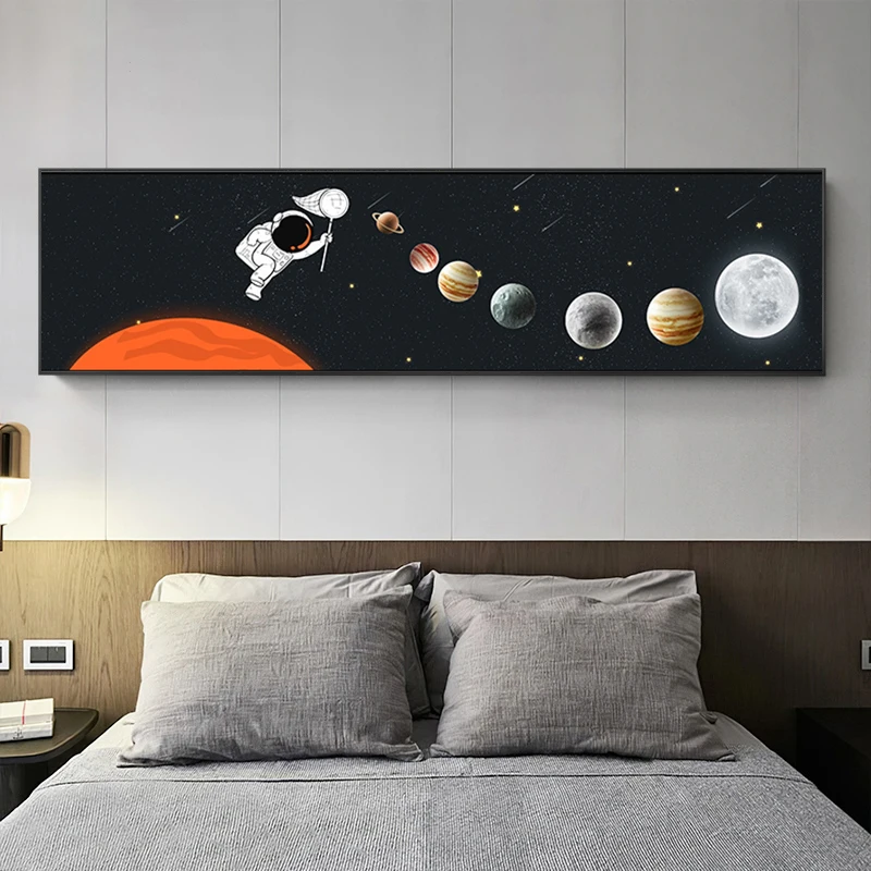 

Nordic Abstract Starry Fantasy Wall Art Astronaut Space Landscape Canvas Painting Poster and Print Children's Bedroom Decoration