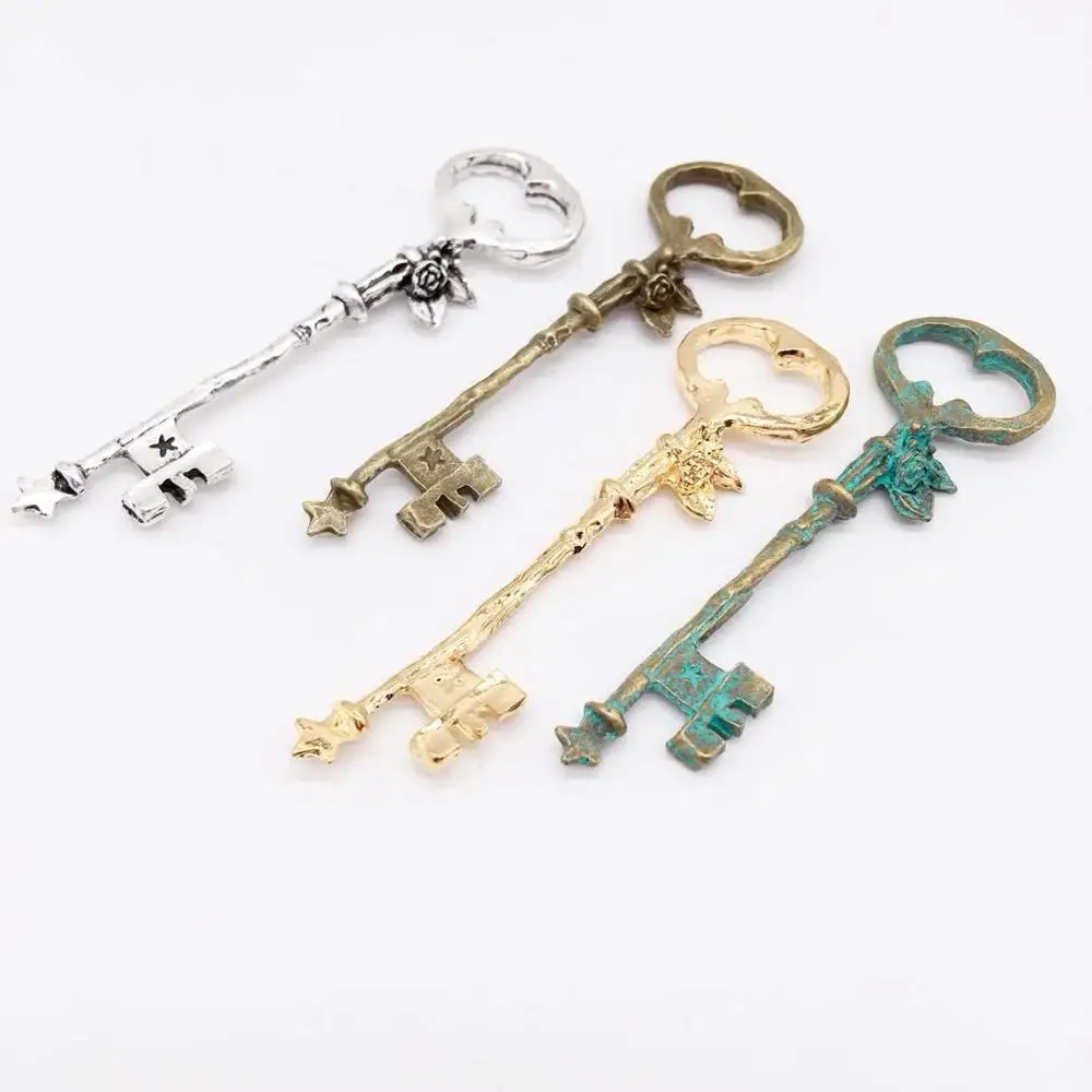 

Vintage 6 pcs key charms metal tiny flower Pendants fit DIY bracelet necklace charms Jewelry Making gift