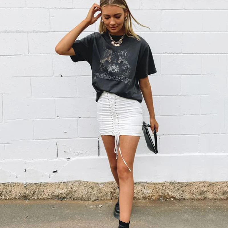 

Vintage Bear Head Print Letter Graphic T Shirts Women Aesthetic Clothes New Loose Casual Short Sleeve T Shirt Female Summer 2021