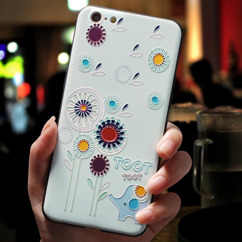 toot Рельефный милый цветок ТПУ 3D Emboss силиконовый чехол для iPhone X XR 6 6S 7 8 Plus 5 5S SE 9 чехлы для iPhone XS Max Coque Cover Shell - Цвет: toot