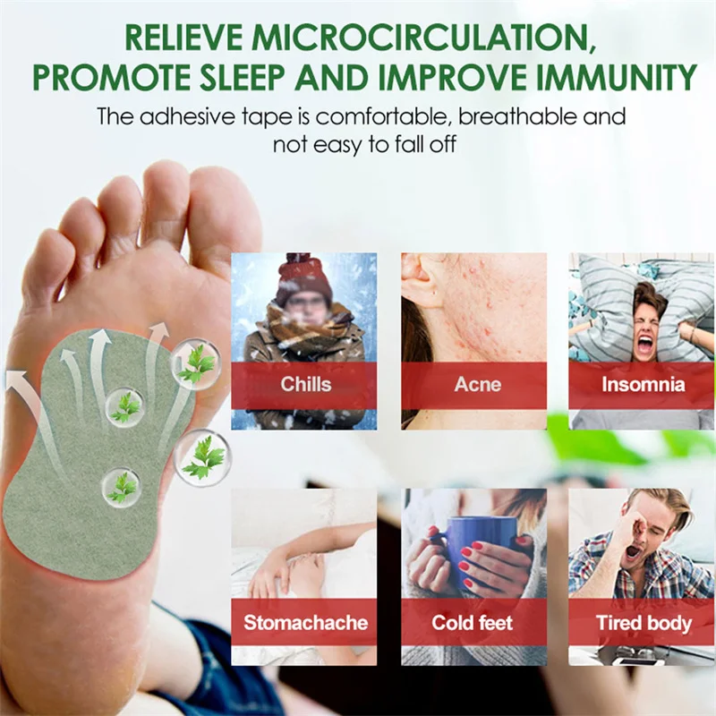 6Pcs/bag Detox Foot Patches Artemisia Argyi Pads Toxins Feet Slimming Cleansing Herbal Body Health Adhesive Pad Help Sleeping - купить по