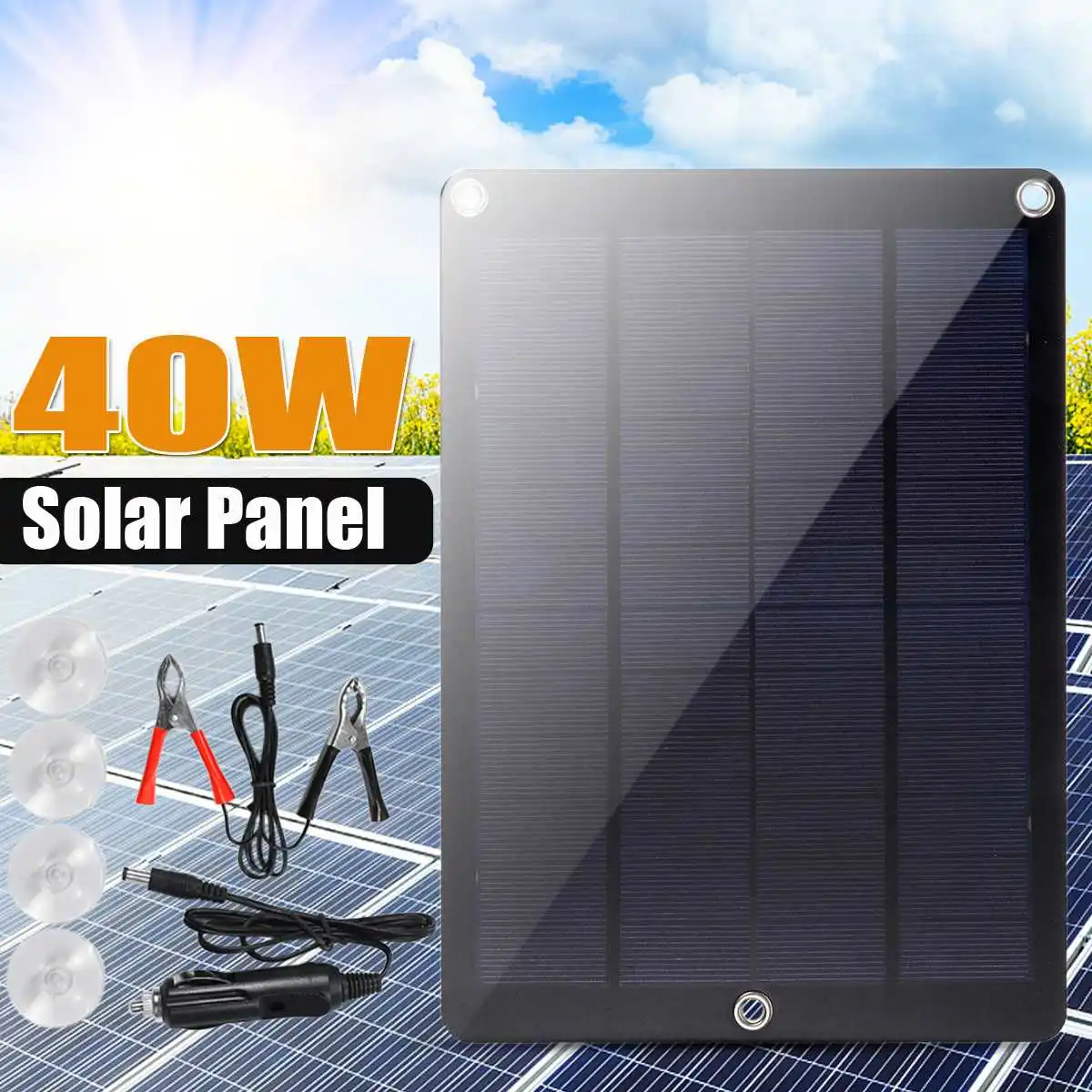 

40W Solar Panel USB Output Solar Cells Poly Solar Panel 18V/5V solar Power for Car Yacht Battery Boat Charger+Cigarette lighter