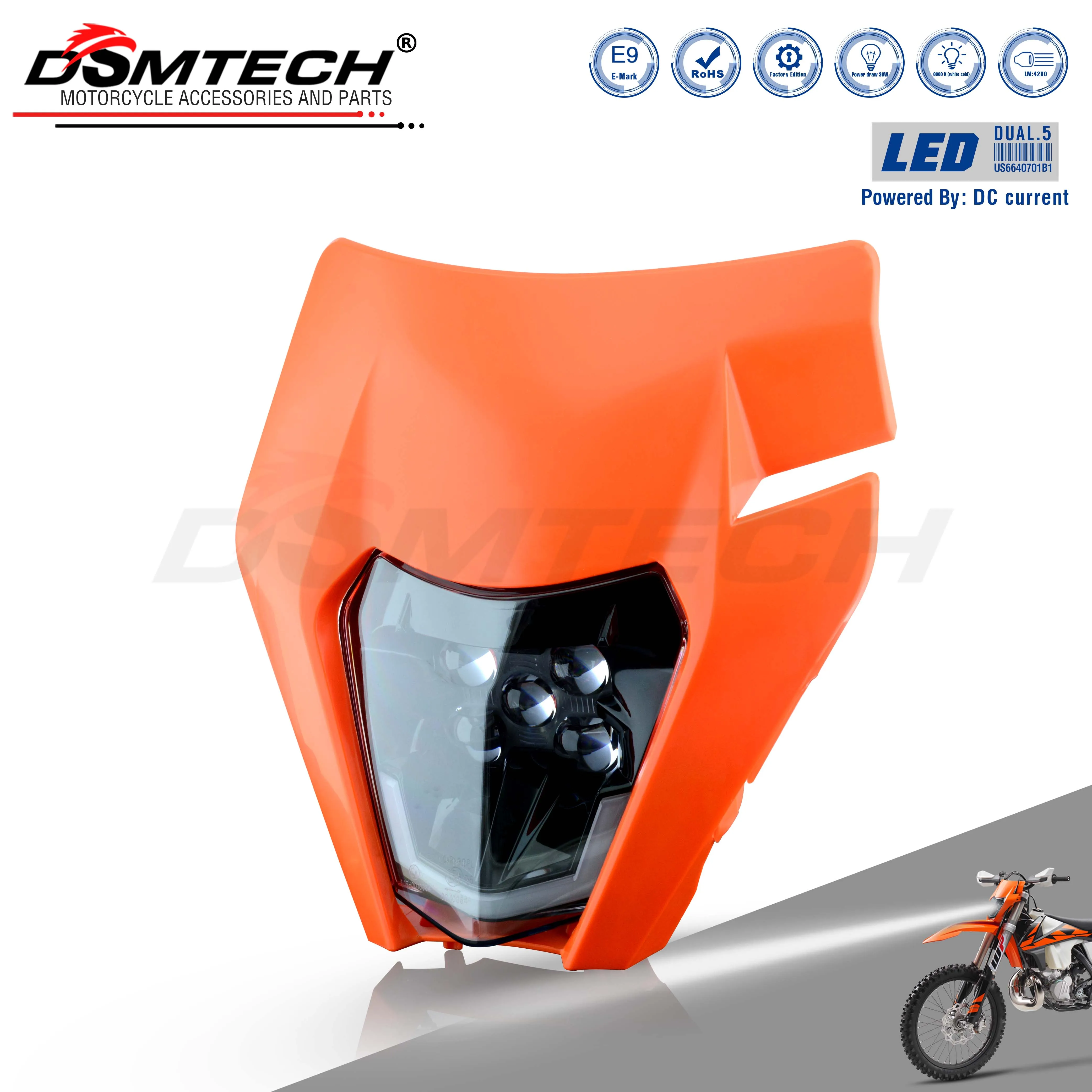 DS Motorcycle  Headlight Headlamp Head Light Supermoto Fairing For KTM EXC SXF MX Dirt Bike Enduro New Style 5  Headlight