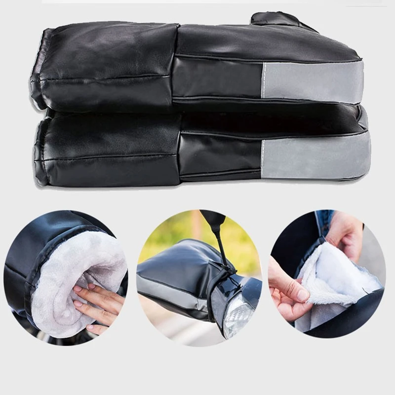 Водонепроницаемые теплые зимние термоперчатки на руль мотоцикла со