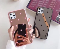 korea bit of love heart make up mirror telephone case for iphone 12 11 pro max 7 8plus xr xs max glitter soft silicon cover case