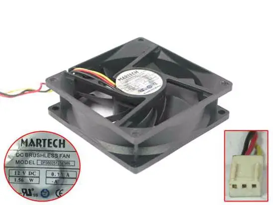 MARTECH DF0802512SEMN DC 12V 0.13A 80x80x25 мм 3 Провода Сервер вентилятор охлаждения|Кулеры и